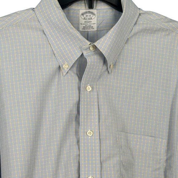 2/$25 Brooks Brothers Blue and Yellow Checkered Shirt - Picture 1 of 6